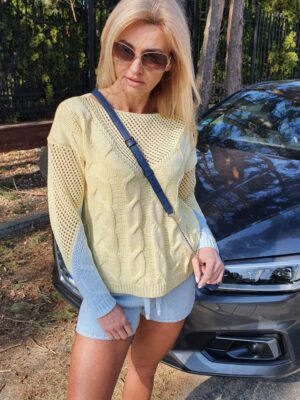 Braid Sweater – Yellow with Blue